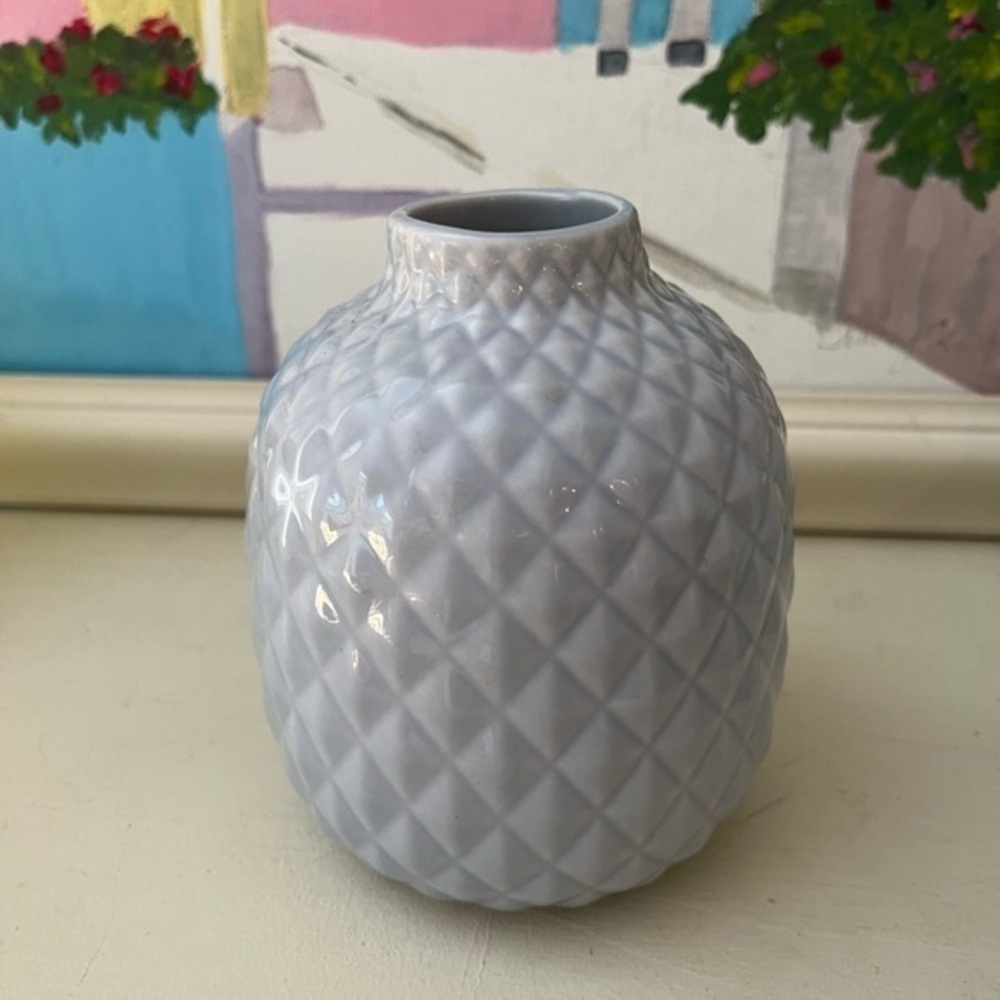 IKEA Textured Pale Periwinkle Ceramic Vase